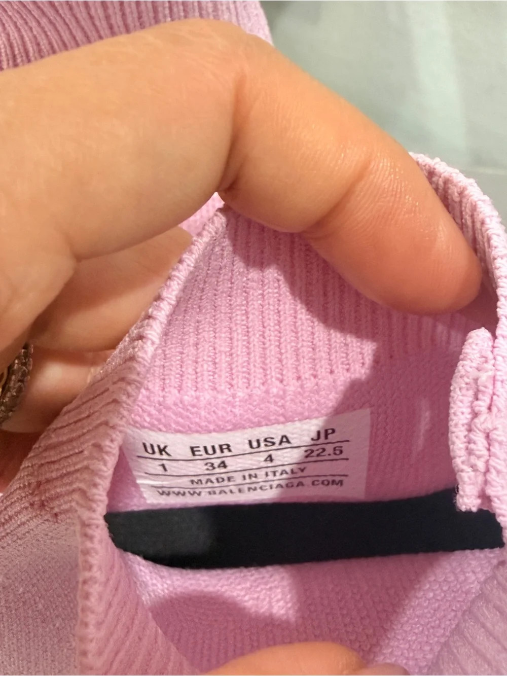 Balenciaga Pink Sock-Style Runner Sneakers with White Accents
